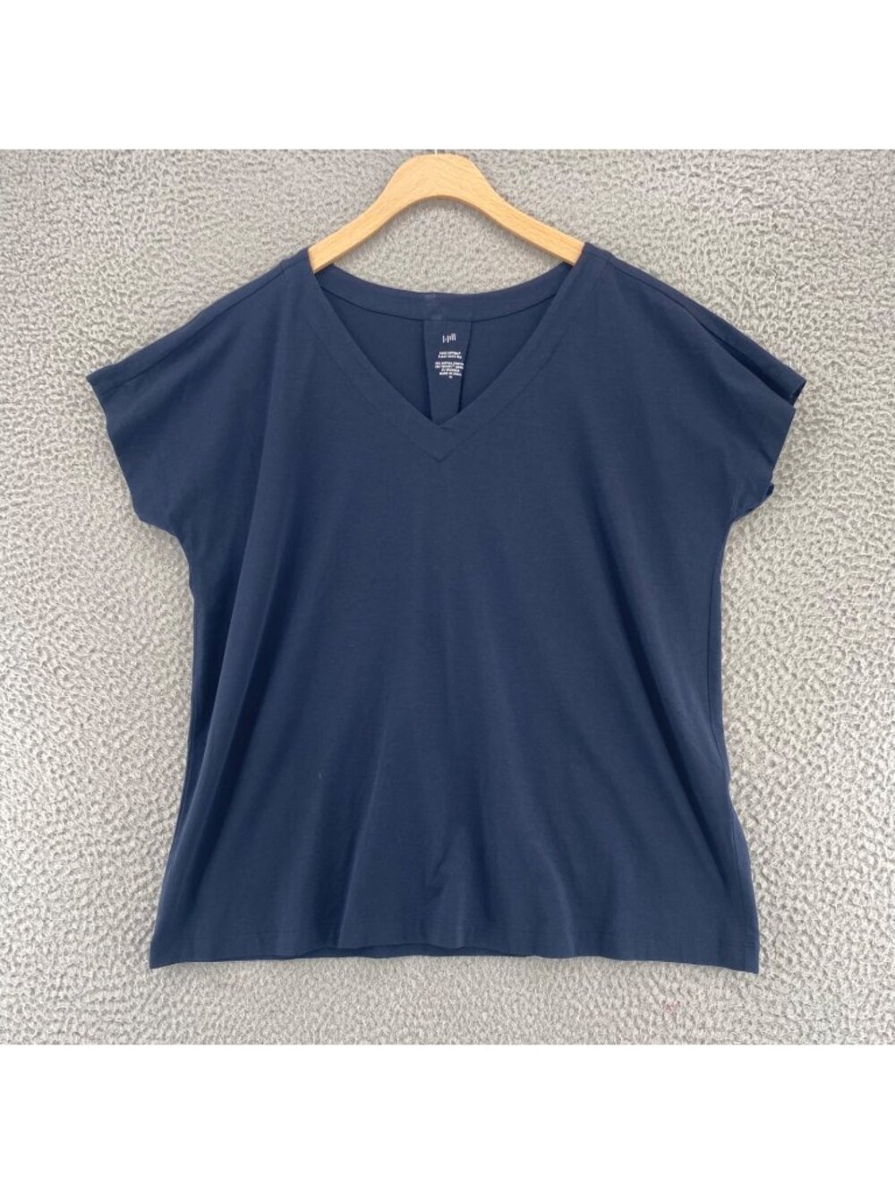 J Jill Top Womens Medium Navy Luxe Supima Pleat Back Tee Short Dolman Sleeves